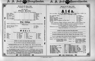Theaterzettel (Oper und Burgtheater in Wien) 18980429 Seite: 1