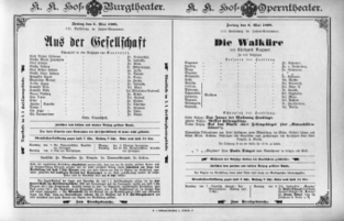 Theaterzettel (Oper und Burgtheater in Wien) 18980506 Seite: 1