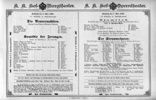 Theaterzettel (Oper und Burgtheater in Wien) 18980507 Seite: 1