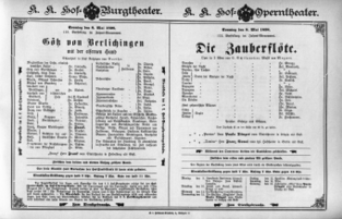 Theaterzettel (Oper und Burgtheater in Wien) 18980508 Seite: 1