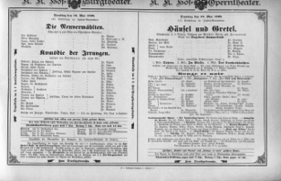 Theaterzettel (Oper und Burgtheater in Wien) 18980510 Seite: 1