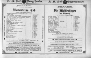 Theaterzettel (Oper und Burgtheater in Wien) 18980511 Seite: 1