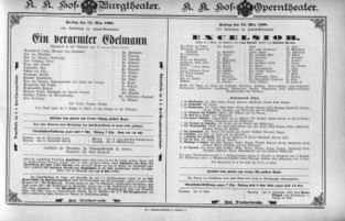 Theaterzettel (Oper und Burgtheater in Wien) 18980513 Seite: 1