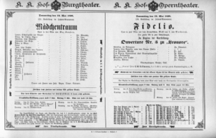 Theaterzettel (Oper und Burgtheater in Wien) 18980519 Seite: 1