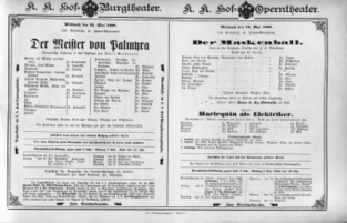 Theaterzettel (Oper und Burgtheater in Wien) 18980525 Seite: 1