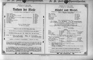 Theaterzettel (Oper und Burgtheater in Wien) 18980604 Seite: 1