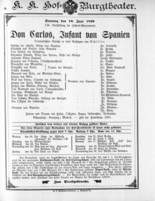 Theaterzettel (Oper und Burgtheater in Wien) 18980619 Seite: 1