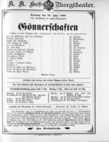 Theaterzettel (Oper und Burgtheater in Wien) 18980621 Seite: 1