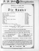 Theaterzettel (Oper und Burgtheater in Wien) 18980622 Seite: 1