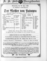 Theaterzettel (Oper und Burgtheater in Wien) 18980630 Seite: 1