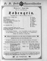 Theaterzettel (Oper und Burgtheater in Wien) 18980801 Seite: 1