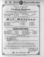 Theaterzettel (Oper und Burgtheater in Wien) 18980812 Seite: 1