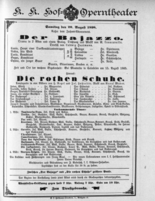 Theaterzettel (Oper und Burgtheater in Wien) 18980820 Seite: 1