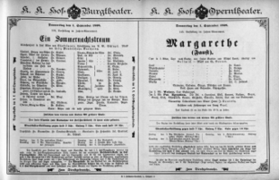 Theaterzettel (Oper und Burgtheater in Wien) 18980901 Seite: 1
