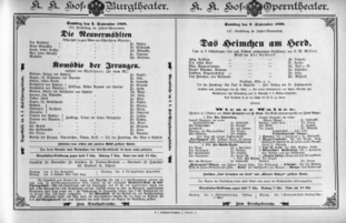 Theaterzettel (Oper und Burgtheater in Wien) 18980903 Seite: 1