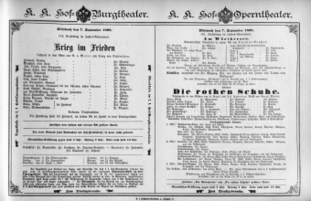 Theaterzettel (Oper und Burgtheater in Wien) 18980907 Seite: 1