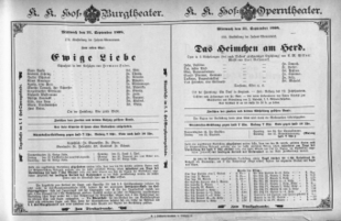 Theaterzettel (Oper und Burgtheater in Wien) 18980921 Seite: 1