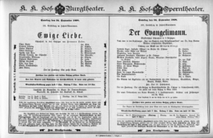 Theaterzettel (Oper und Burgtheater in Wien) 18980924 Seite: 1