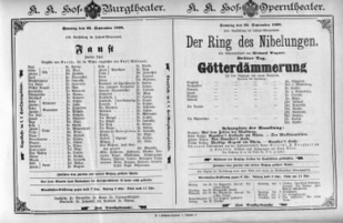 Theaterzettel (Oper und Burgtheater in Wien) 18980925 Seite: 1
