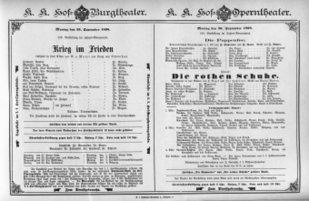 Theaterzettel (Oper und Burgtheater in Wien) 18980926 Seite: 1