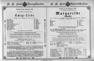 Theaterzettel (Oper und Burgtheater in Wien) 18980927 Seite: 1