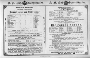 Theaterzettel (Oper und Burgtheater in Wien) 18980928 Seite: 1