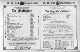 Theaterzettel (Oper und Burgtheater in Wien) 18980929 Seite: 1