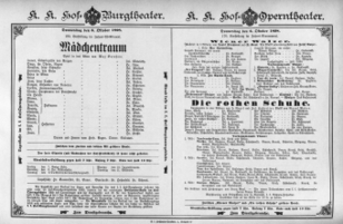 Theaterzettel (Oper und Burgtheater in Wien) 18981006 Seite: 1