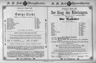 Theaterzettel (Oper und Burgtheater in Wien) 18981007 Seite: 1