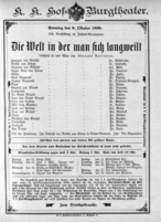 Theaterzettel (Oper und Burgtheater in Wien) 18981009 Seite: 1