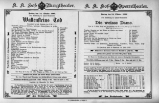 Theaterzettel (Oper und Burgtheater in Wien) 18981014 Seite: 1