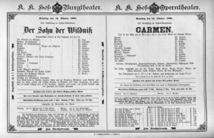 Theaterzettel (Oper und Burgtheater in Wien) 18981015 Seite: 1