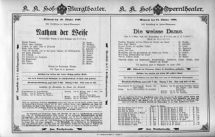 Theaterzettel (Oper und Burgtheater in Wien) 18981019 Seite: 1