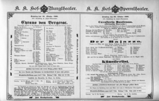 Theaterzettel (Oper und Burgtheater in Wien) 18981022 Seite: 1