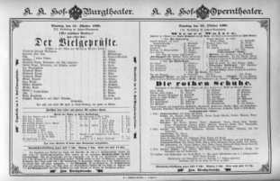Theaterzettel (Oper und Burgtheater in Wien) 18981025 Seite: 1