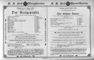 Theaterzettel (Oper und Burgtheater in Wien) 18981026 Seite: 1