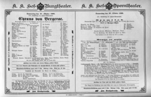 Theaterzettel (Oper und Burgtheater in Wien) 18981027 Seite: 1