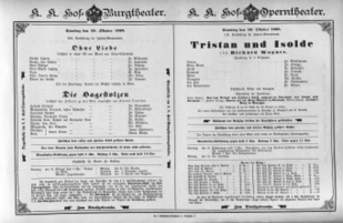 Theaterzettel (Oper und Burgtheater in Wien) 18981029 Seite: 1