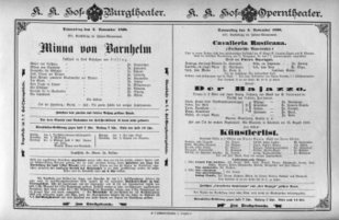 Theaterzettel (Oper und Burgtheater in Wien) 18981103 Seite: 1