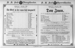 Theaterzettel (Oper und Burgtheater in Wien) 18981104 Seite: 1