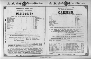 Theaterzettel (Oper und Burgtheater in Wien) 18981105 Seite: 1