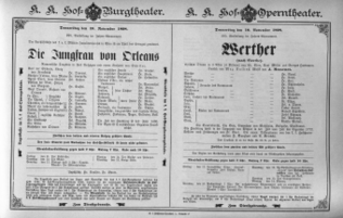 Theaterzettel (Oper und Burgtheater in Wien) 18981110 Seite: 1