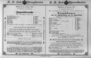 Theaterzettel (Oper und Burgtheater in Wien) 18981116 Seite: 1