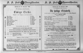 Theaterzettel (Oper und Burgtheater in Wien) 18981119 Seite: 1