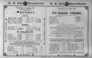 Theaterzettel (Oper und Burgtheater in Wien) 18981124 Seite: 1