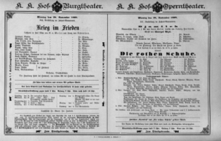 Theaterzettel (Oper und Burgtheater in Wien) 18981128 Seite: 1