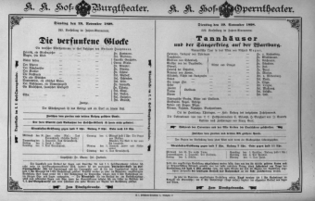 Theaterzettel (Oper und Burgtheater in Wien) 18981129 Seite: 1