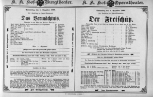 Theaterzettel (Oper und Burgtheater in Wien) 18981201 Seite: 1