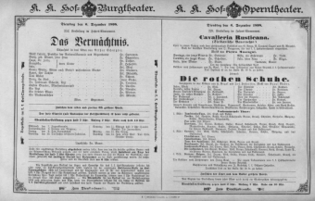 Theaterzettel (Oper und Burgtheater in Wien) 18981206 Seite: 1