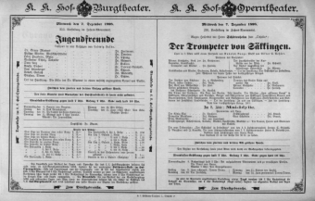 Theaterzettel (Oper und Burgtheater in Wien) 18981207 Seite: 1
